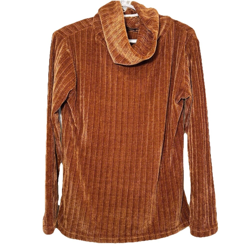 Dress Forum Chenille Ribbed Cowl Neck Top Rust Brown Size S Cozy Fall